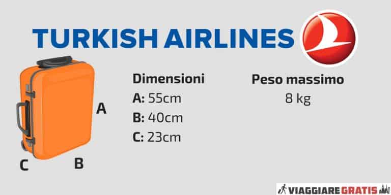 Bagaglio a mano Turkish Airlines: peso e dimensioni massime