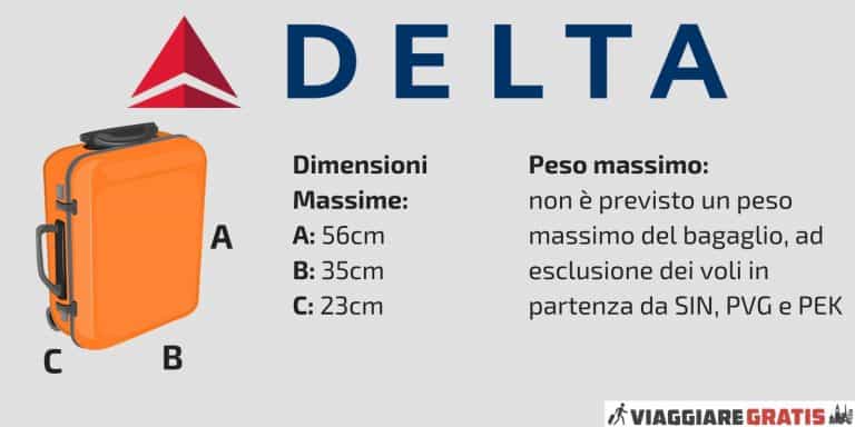 Delta Airlines: bagaglio a mano, in stiva, check-in online