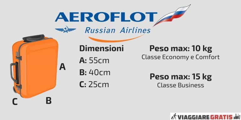 Bagaglio a mano Aeroflot: peso, misure, liquidi e oggetti vietati