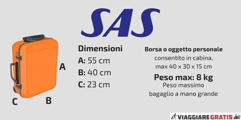 Bagaglio a mano SAS Scandinavian Airlines: peso e misure