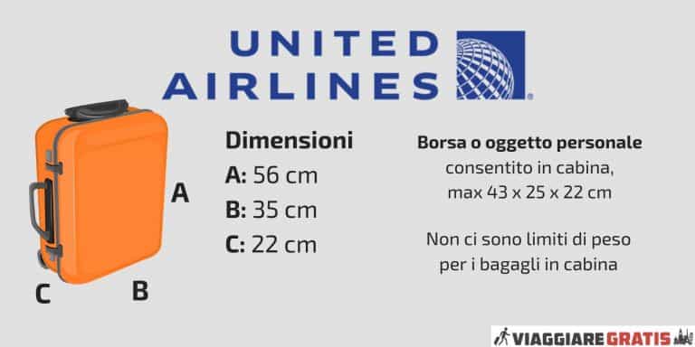 Bagaglio a mano United Airlines: numero di bagagli, peso e liquidi