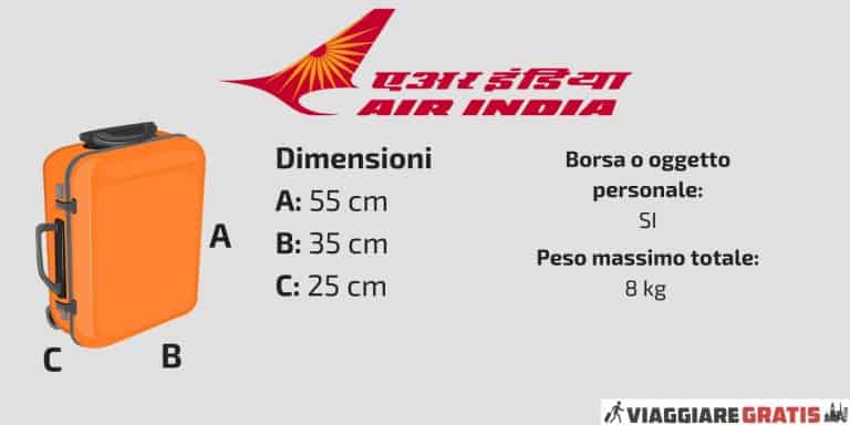 Bagaglio a mano Air India: franchigia, liquidi, peso e misure