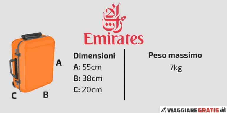 Bagaglio a mano Emirates Airlines: peso e misure bagagli Fly Emirates