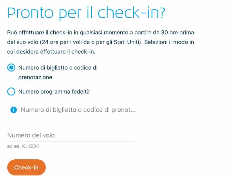 KLM web check-in