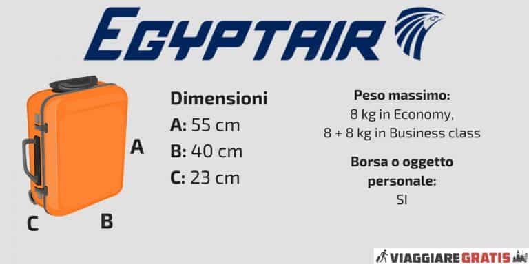 Bagaglio a mano sui voli Egyptair: dimensioni e peso, oggetti vietati