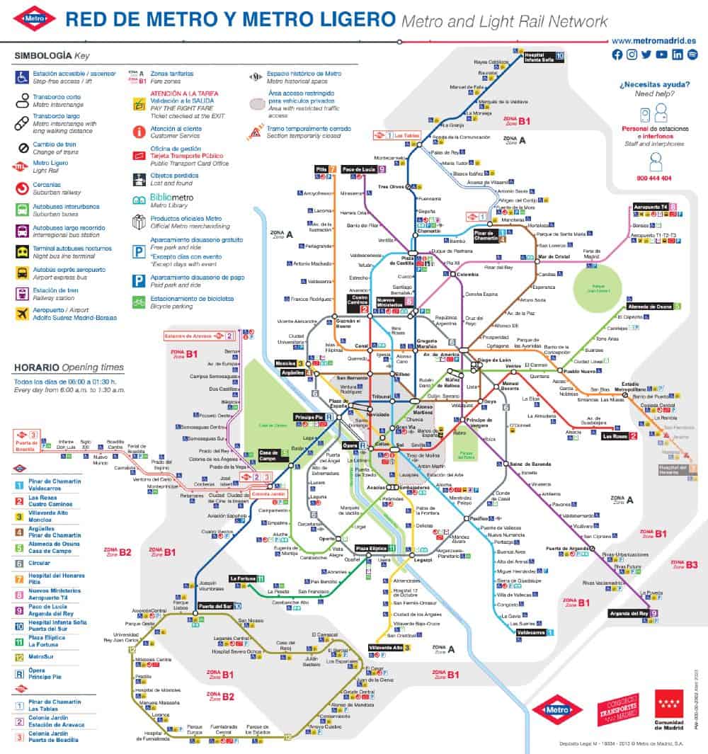 Mappa metropolitana di Madrid