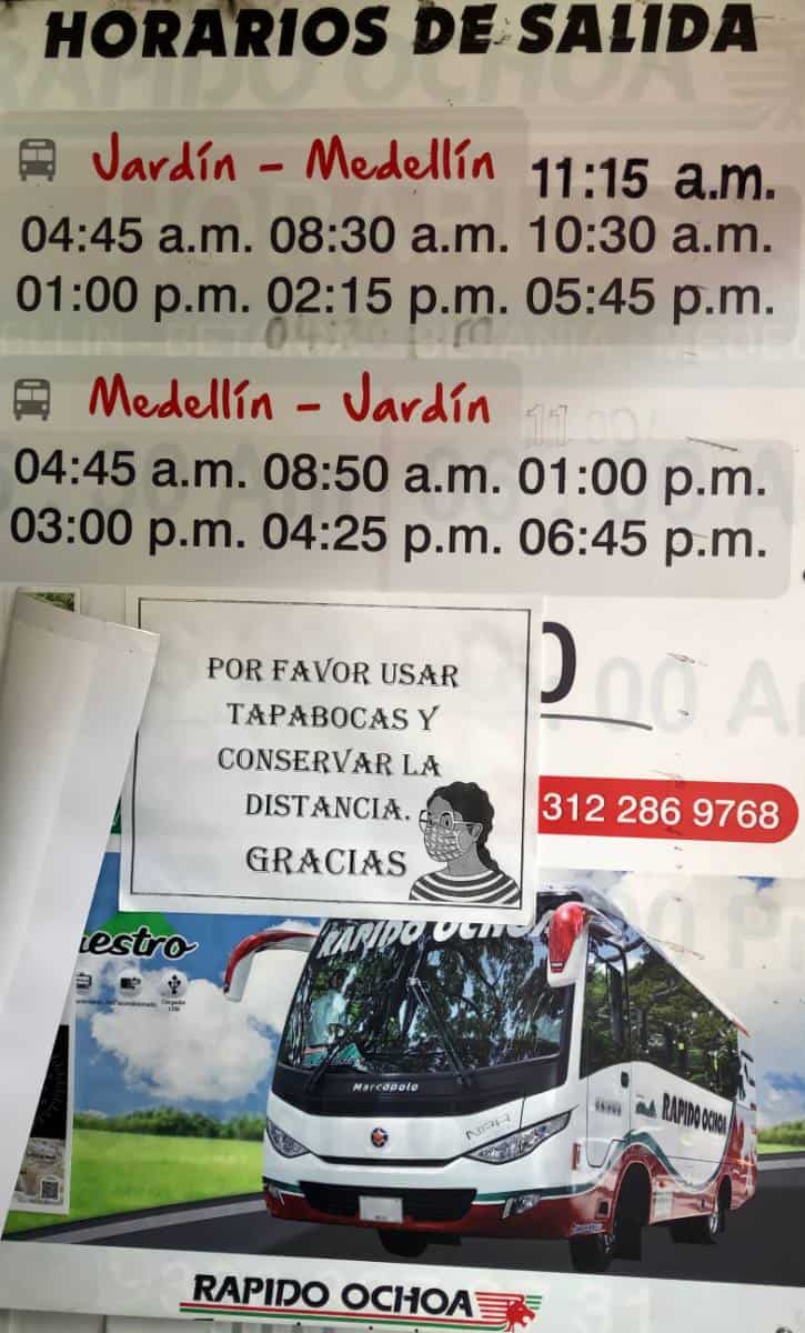 orari bus jardin medellin