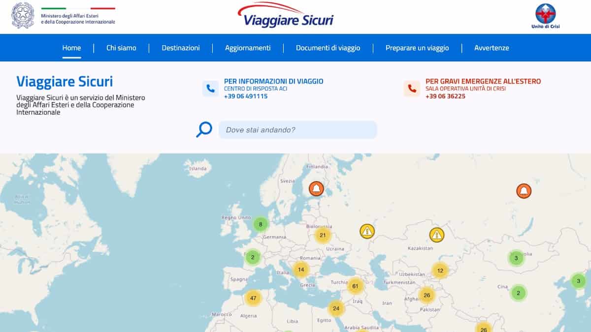 Scheda Paese sul portale Viaggiare Sicuri della Farnesina con informazioni su sicurezza, documenti e salute