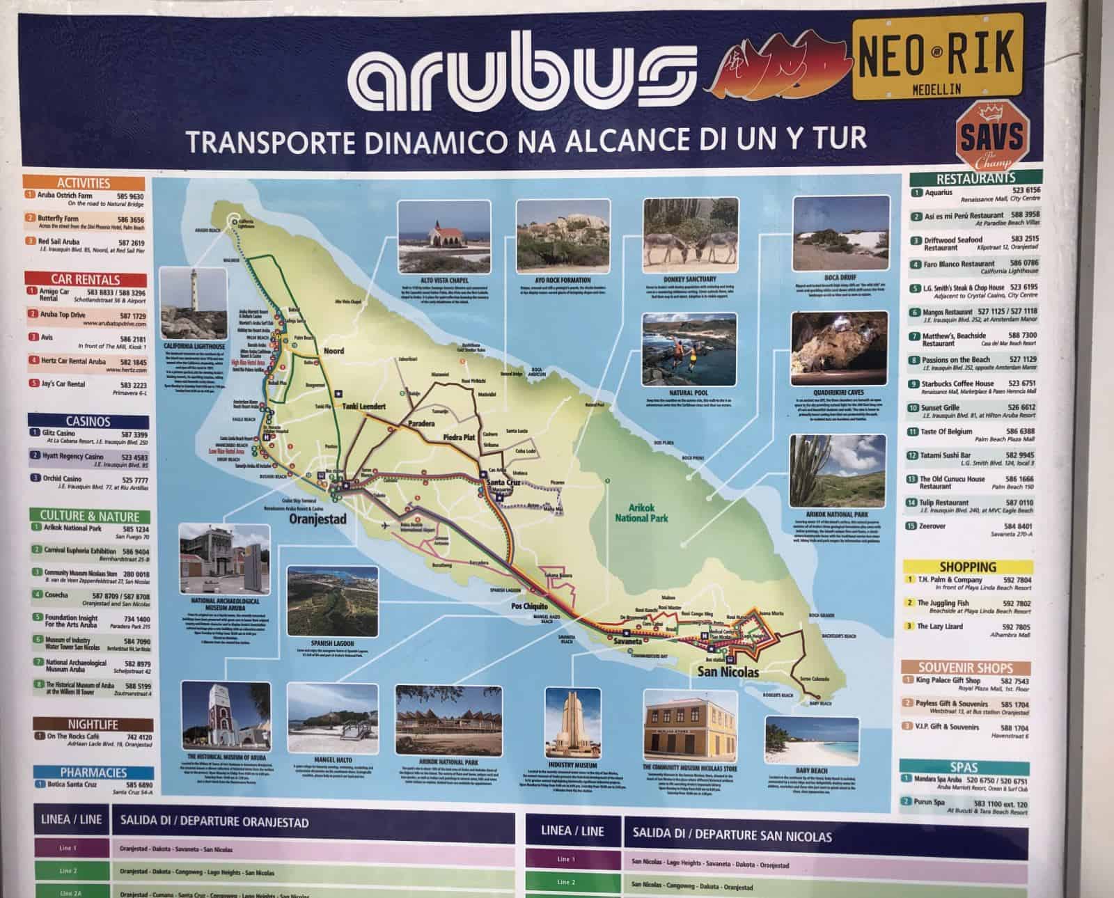 Arubus mappa trasporti Aruba