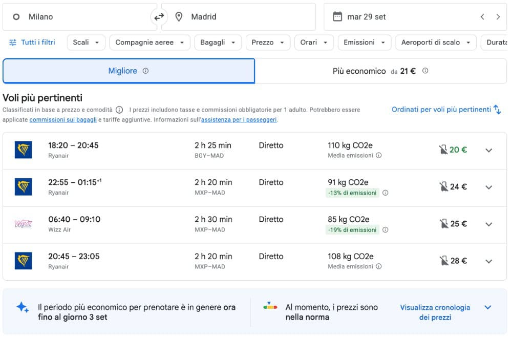 Come funziona Google Voli